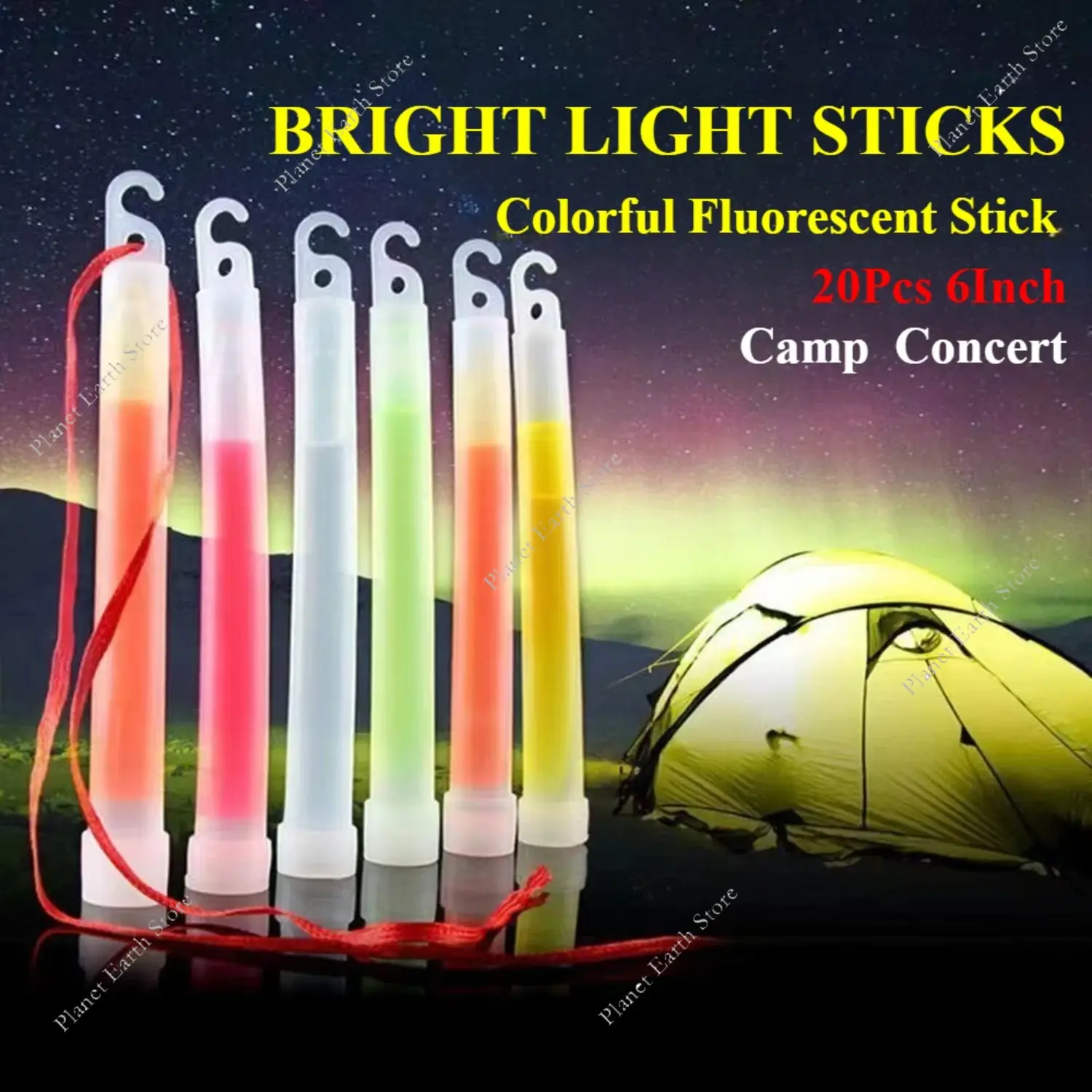 2025 20PCS 6Inch Survival Kit Military Glow Light Emergency Survival Glowing Stick SOS Gear for Camping Walking & Hiking Parties