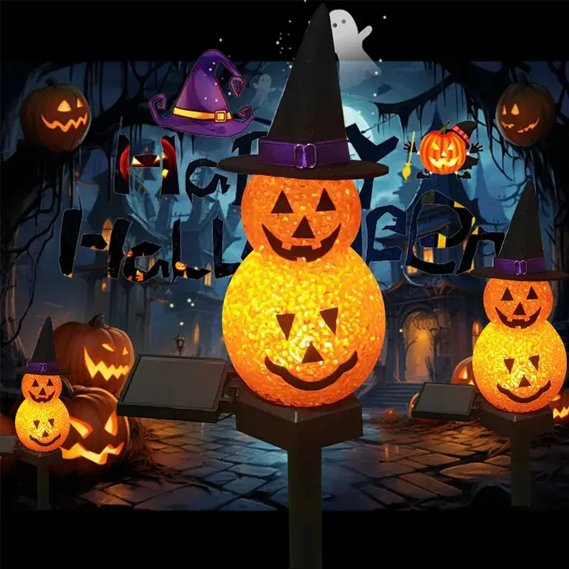 Halloween Pumpkin Ghost Lawn Light Solar Powered Resin Ghost Skull Pumpkin Lantern LED Lawn Light Terrace Garden Decoration