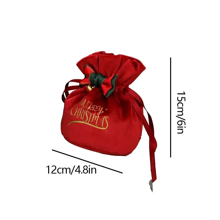 Drawstring Christmas Velvet Bags Gift Packaging Bag Candy Biscuit Pouch Merry Christmas Bracelet Jewelry Storage Bag Decoration