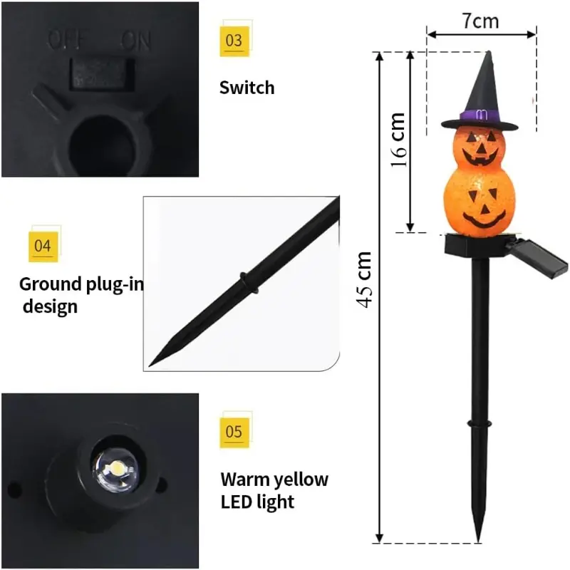 Halloween Pumpkin Ghost Lawn Light Solar Powered Resin Ghost Skull Pumpkin Lantern LED Lawn Light Terrace Garden Decoration