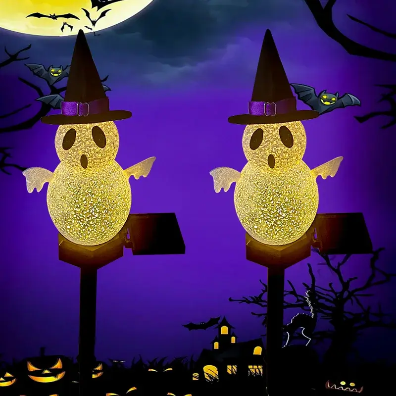 Halloween Pumpkin Ghost Lawn Light Solar Powered Resin Ghost Skull Pumpkin Lantern LED Lawn Light Terrace Garden Decoration