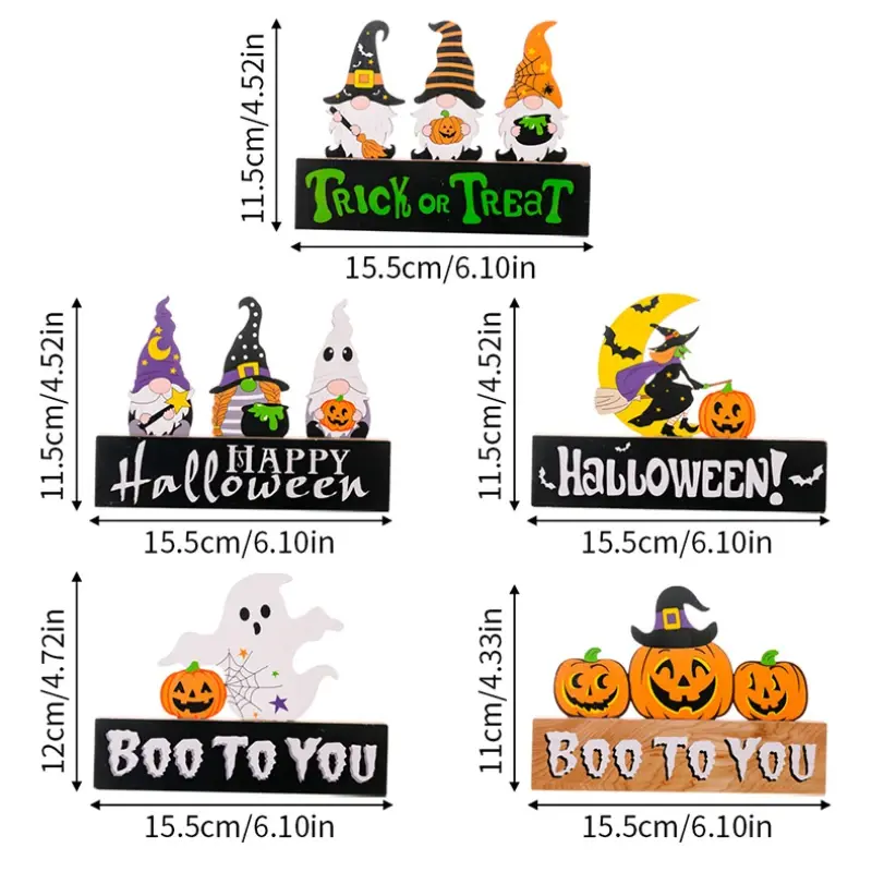 Halloween Wooden Tabletop Centerpieces Spooky Halloween Ornament for Table Party Home Decoration Model Pumpkin Ghost Ornaments