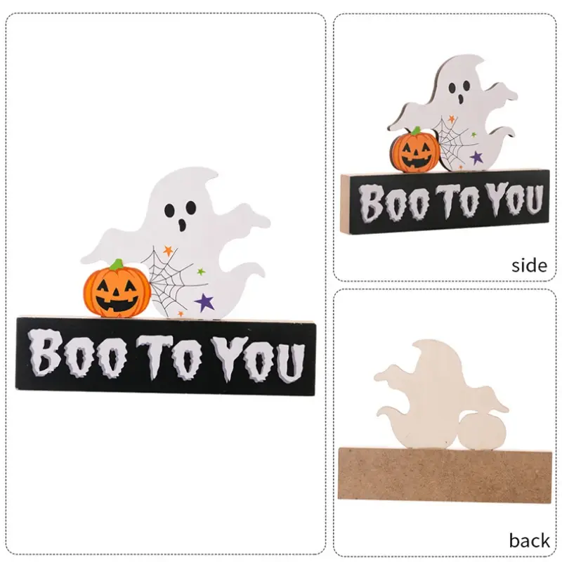 Halloween Wooden Tabletop Centerpieces Spooky Halloween Ornament for Table Party Home Decoration Model Pumpkin Ghost Ornaments