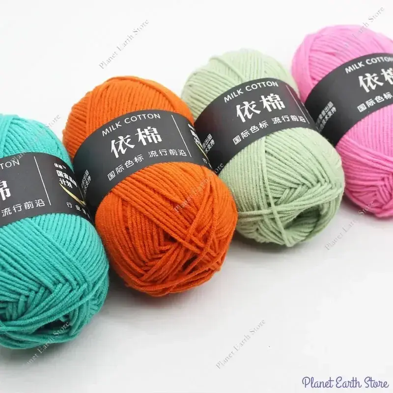 40-50g/Set 4ply Milk Cotton Knitting Yarn Needlework Dyed Lanas for Crochet Craft Sweater Hat Dolls DIY Crochet Knitted Yarn