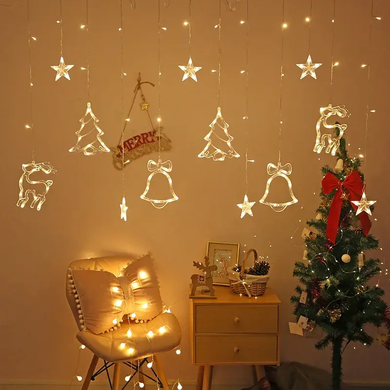 Christmas Fairy Lights String Light Home Decoration String Garland Curtain Lights Hanging Wedding Home Christmas Tree Decoration