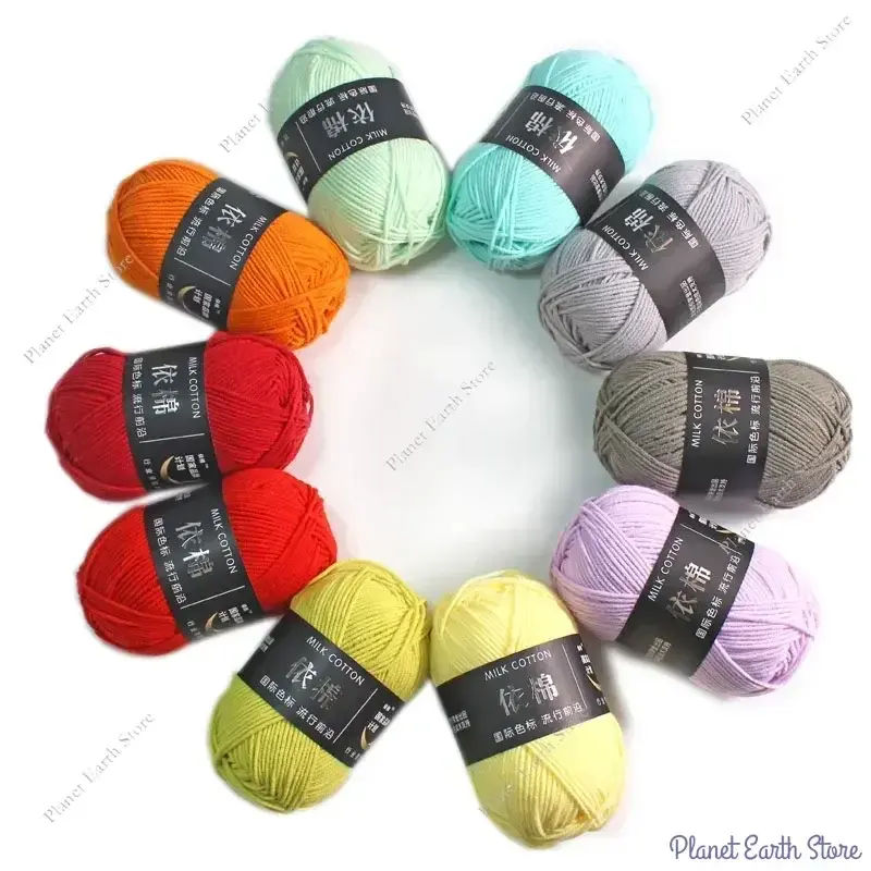 40-50g/Set 4ply Milk Cotton Knitting Yarn Needlework Dyed Lanas for Crochet Craft Sweater Hat Dolls DIY Crochet Knitted Yarn