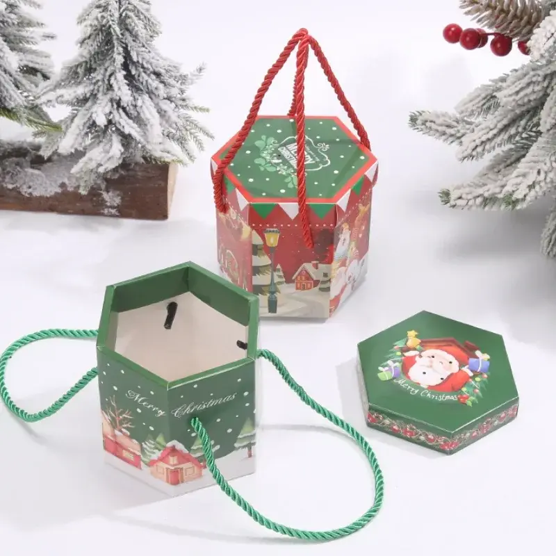 Christmas Candy Box Gift Boxes Merry Christmas Decorations 2025 Xmas New Year Party Gift Packaging Bags Kids Favors Gift Bags