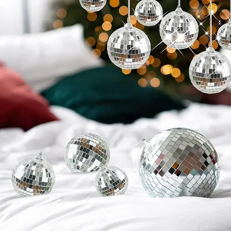 Silver Birthday Disco Party Ball Foil Set Happy Birthday Party Decoration Decorative for Party Reflective Mirror Ball Christmas