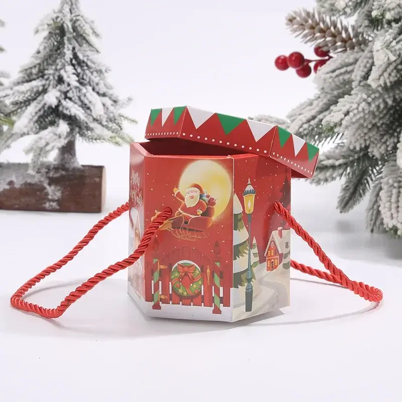 Christmas Candy Box Gift Boxes Merry Christmas Decorations 2025 Xmas New Year Party Gift Packaging Bags Kids Favors Gift Bags