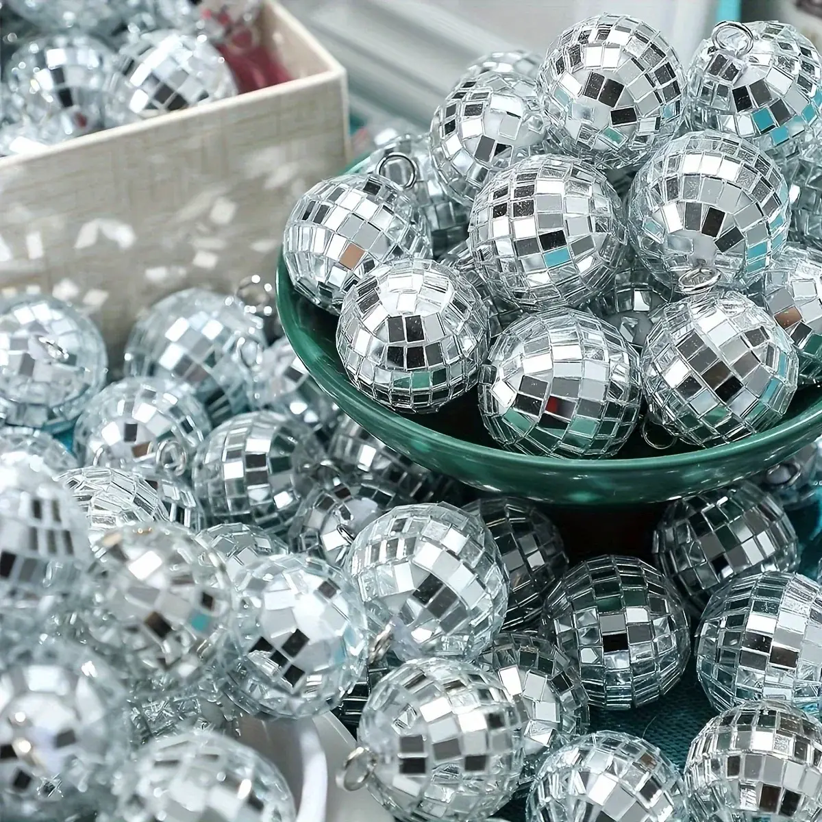 Silver Birthday Disco Party Ball Foil Set Happy Birthday Party Decoration Decorative for Party Reflective Mirror Ball Christmas
