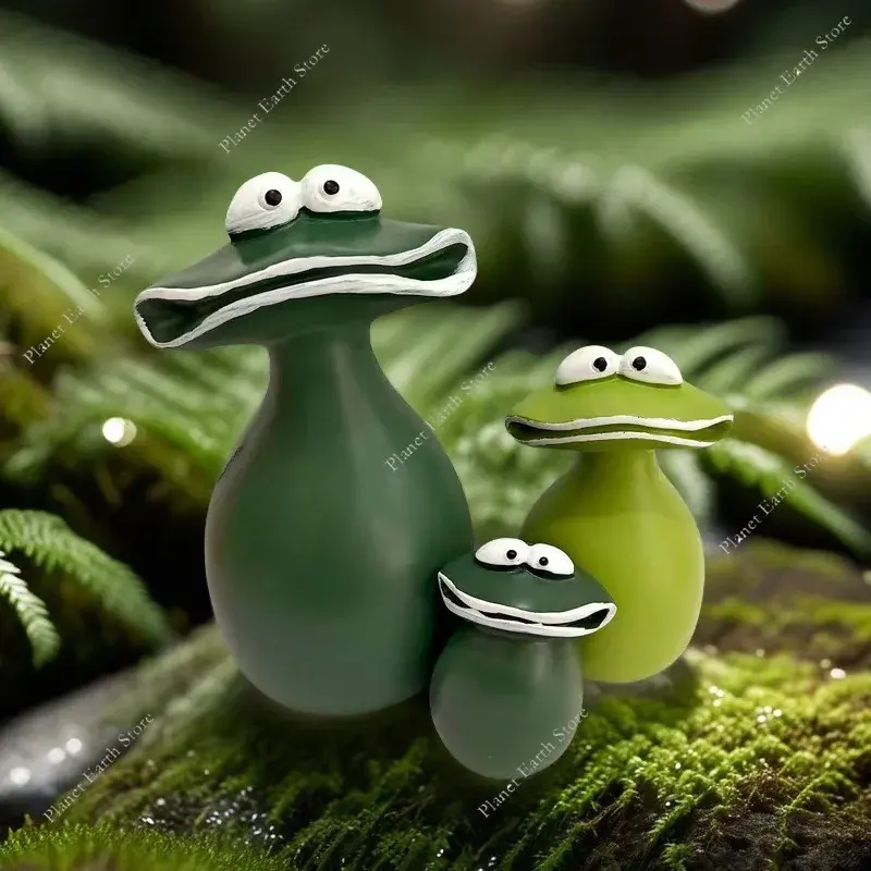Big Mouth Frog Figurines Garden Decoration Outdoor Frog Decorations Cute Yard Frog Family Statues for Decorating Patio Lawn