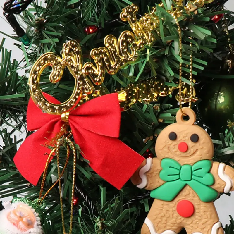 12Pcs Christmas Gingerbread Man Biscuits Charms PVC Cookie Xmas Pendant for Christmas Tree Decoration Home Holiday Decorations