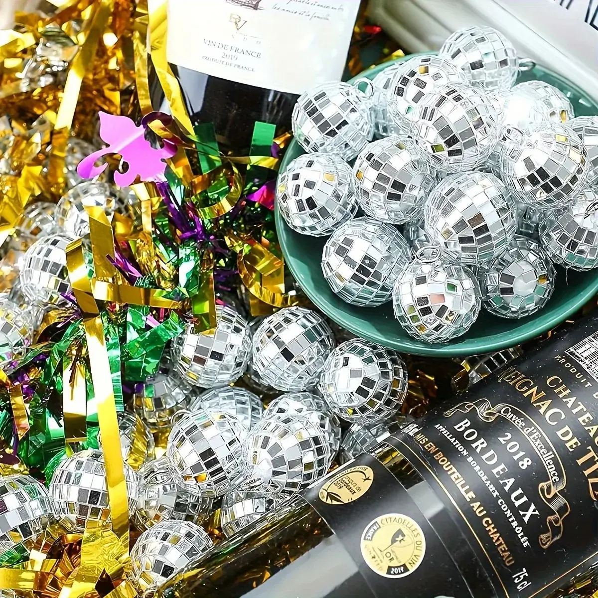 Silver Birthday Disco Party Ball Foil Set Happy Birthday Party Decoration Decorative for Party Reflective Mirror Ball Christmas