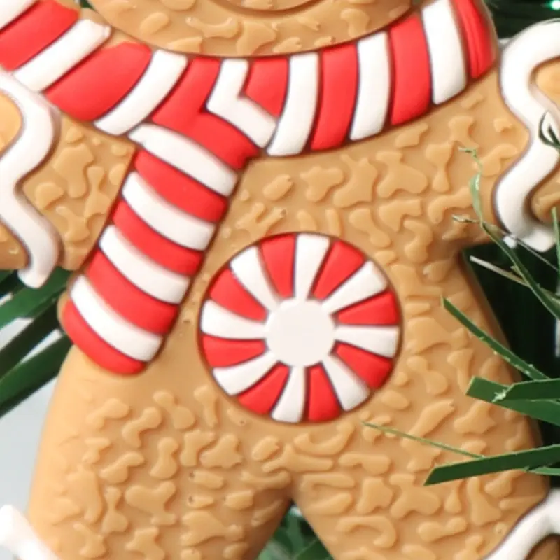 12Pcs Christmas Gingerbread Man Biscuits Charms PVC Cookie Xmas Pendant for Christmas Tree Decoration Home Holiday Decorations