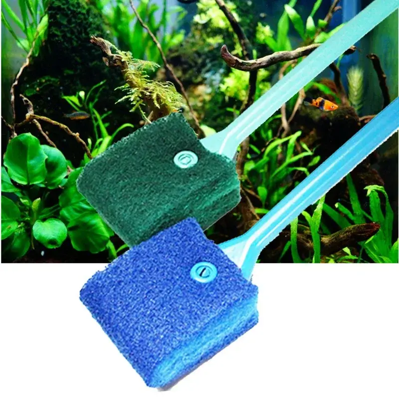 Aquarium Fish Tank Glass Plant Cleaning Brushes Floating Clean Window Algae Scraper Sponge Cleanning  Long Handle Scrubber