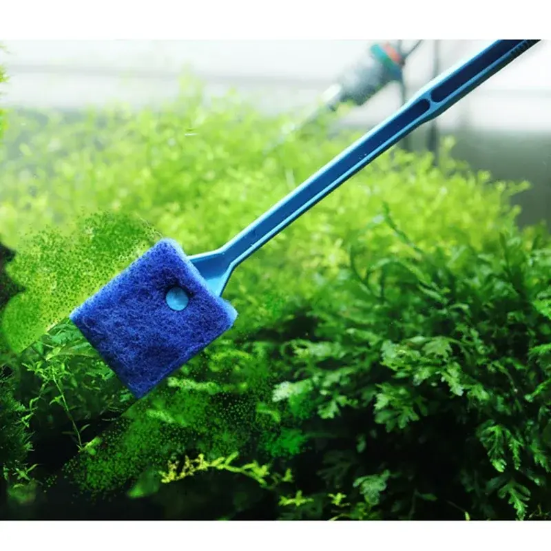 Aquarium Fish Tank Glass Plant Cleaning Brushes Floating Clean Window Algae Scraper Sponge Cleanning  Long Handle Scrubber