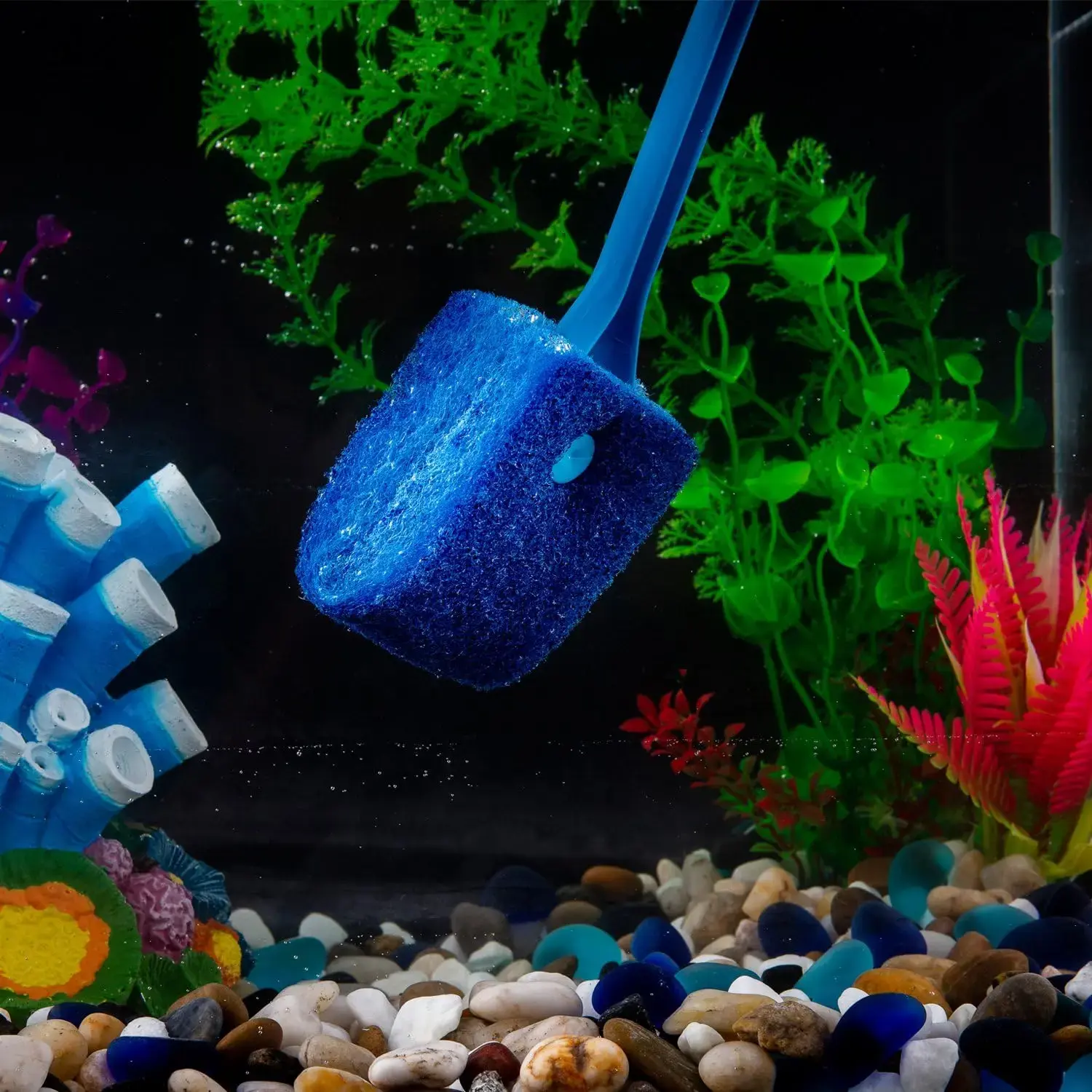 Aquarium Fish Tank Glass Plant Cleaning Brushes Floating Clean Window Algae Scraper Sponge Cleanning  Long Handle Scrubber