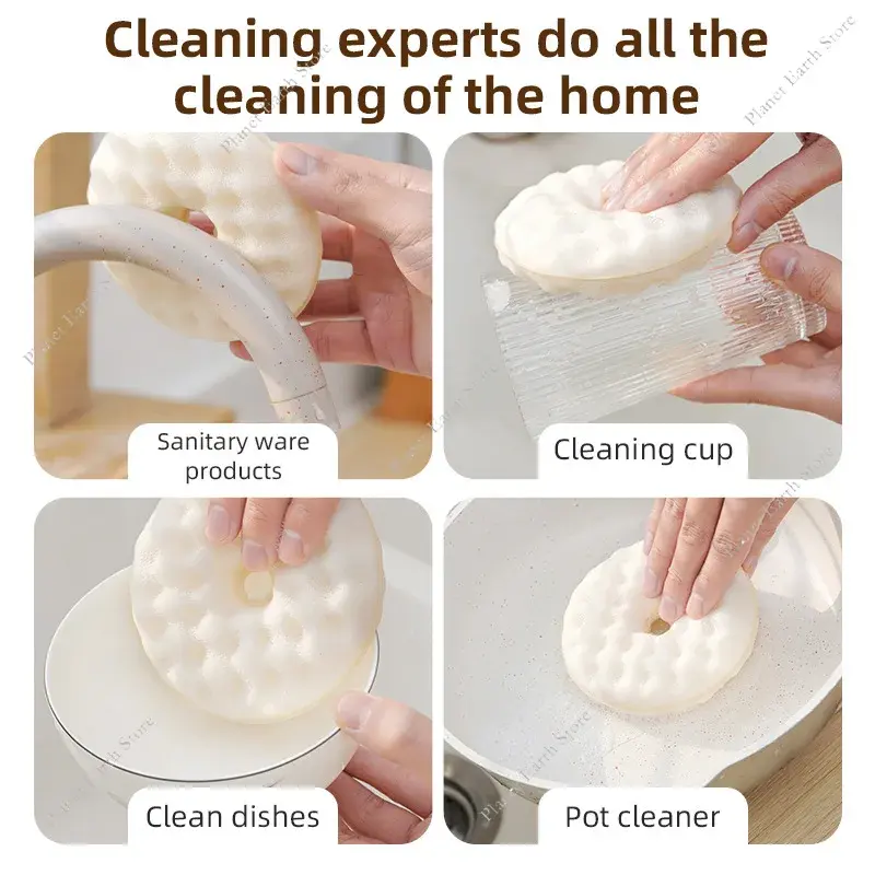 Kitchen Cleaning Rag Double-sided Suction Cup Sponge Wipe Soft Detachable Suction Cup Sponge Kitchen Cleaning Brush Household