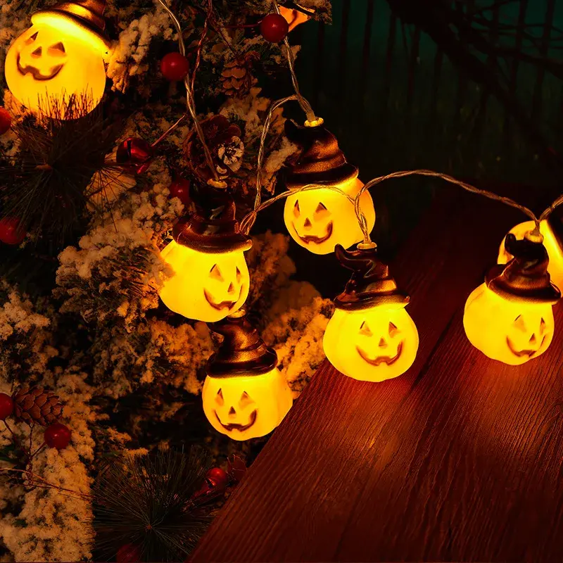 Halloween Decoration Pumpkin String Lights USB Portable DIY Hanging Funny Atmosphere Lamp Outdoor Indoor Home Supplies