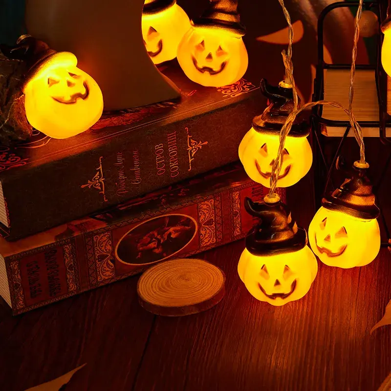 Halloween Decoration Pumpkin String Lights USB Portable DIY Hanging Funny Atmosphere Lamp Outdoor Indoor Home Supplies