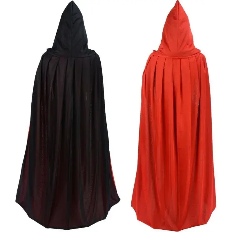 Adult Kids Halloween Vampire Cape Hooded Medieval Costume Witch Wicca Vampire Halloween Cosplay Costume Cape Men Women Kids