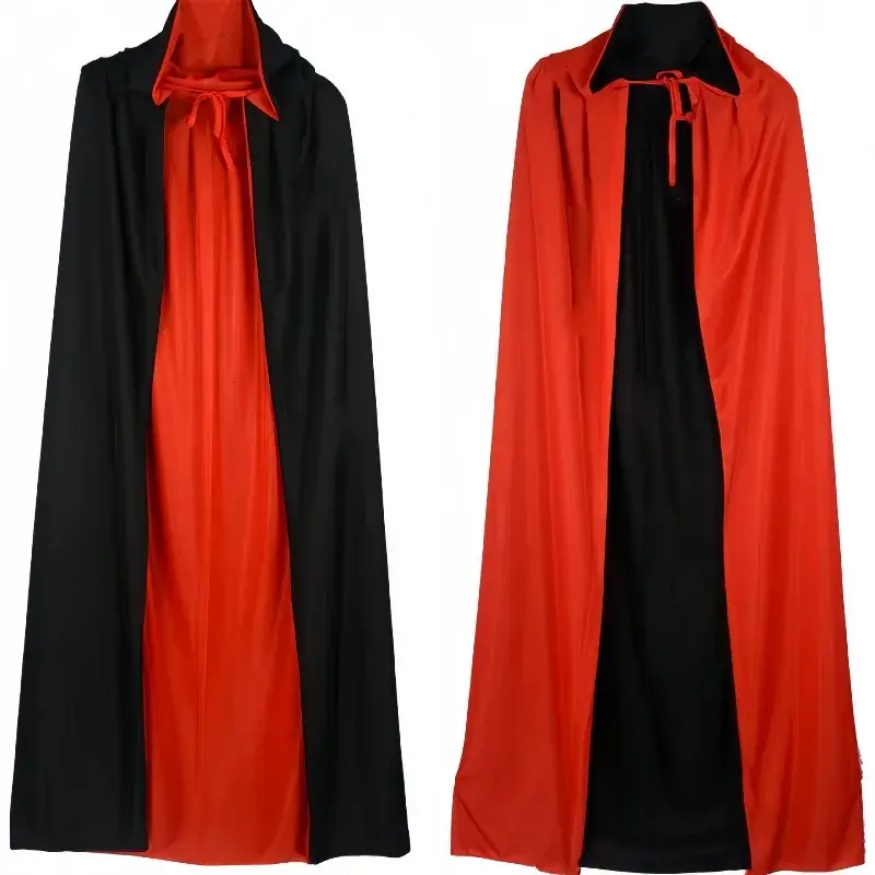 Adult Kids Halloween Vampire Cape Hooded Medieval Costume Witch Wicca Vampire Halloween Cosplay Costume Cape Men Women Kids
