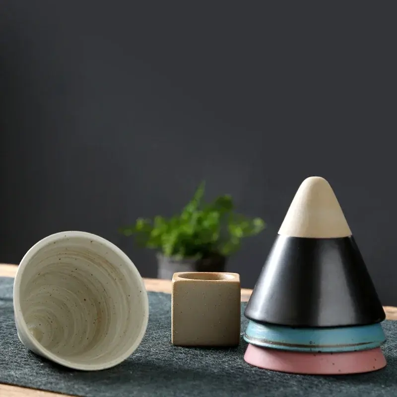 1PC Vintage Ceramic Mug Coarse Pottery Afternoon Tea Cups Creative Tapered Funnel Coffee Cup Home Kitchen Drinking Utensils