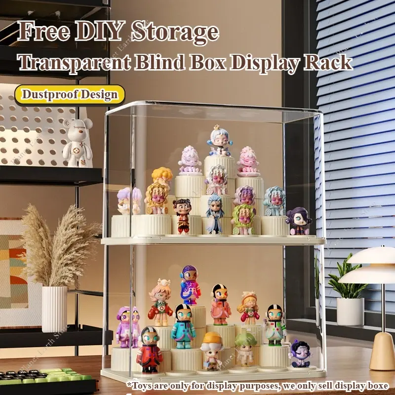 2025 Blind Box Display Stand Block Toy Display Organizer Dustproof Anime Collectibles Mini Figures Badge Holder Display Cabinet