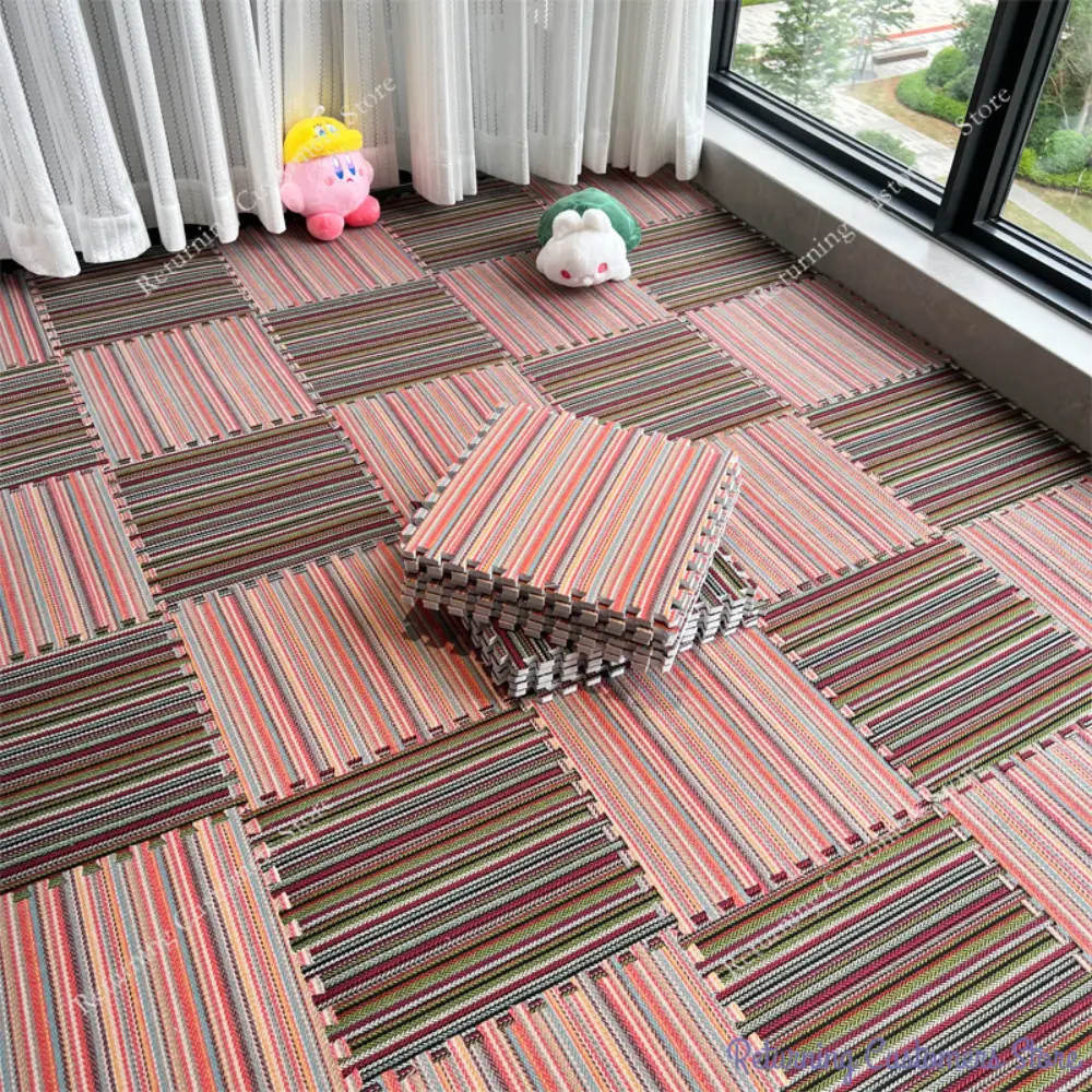 10Pcs Colour Baby Puzzle Floor Kids Carpet Bebe Mattress Stripe Interlocking Sports Rug for Children Indoor Play Mat 30x30x1CM