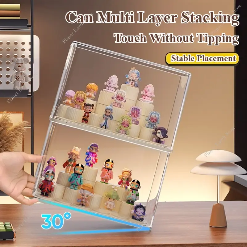 2025 Blind Box Display Stand Block Toy Display Organizer Dustproof Anime Collectibles Mini Figures Badge Holder Display Cabinet