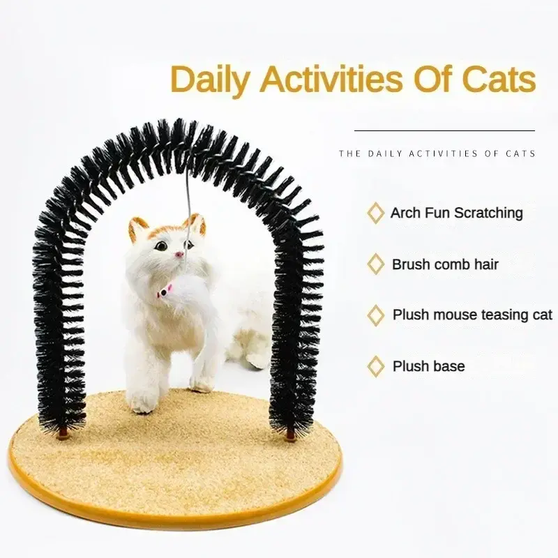 Cat Interactive Toy Arch Self-Grooming Device Pet Brush Care Belt Massage Removable Grooming Friction Toy Cat Supplies