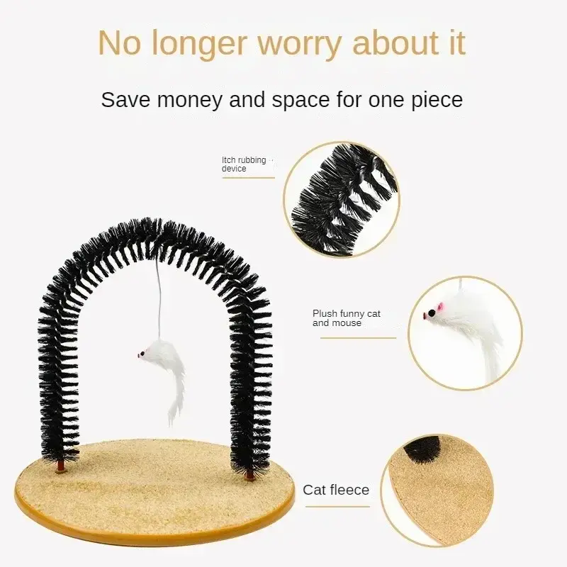 Cat Interactive Toy Arch Self-Grooming Device Pet Brush Care Belt Massage Removable Grooming Friction Toy Cat Supplies