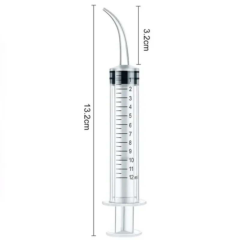 Syringe with Curved Tip and Straight Tip Disposable Irrigation Syringe Mouthwash Cleaner for Oral Care Animal Feeding 1/5/10Pcs