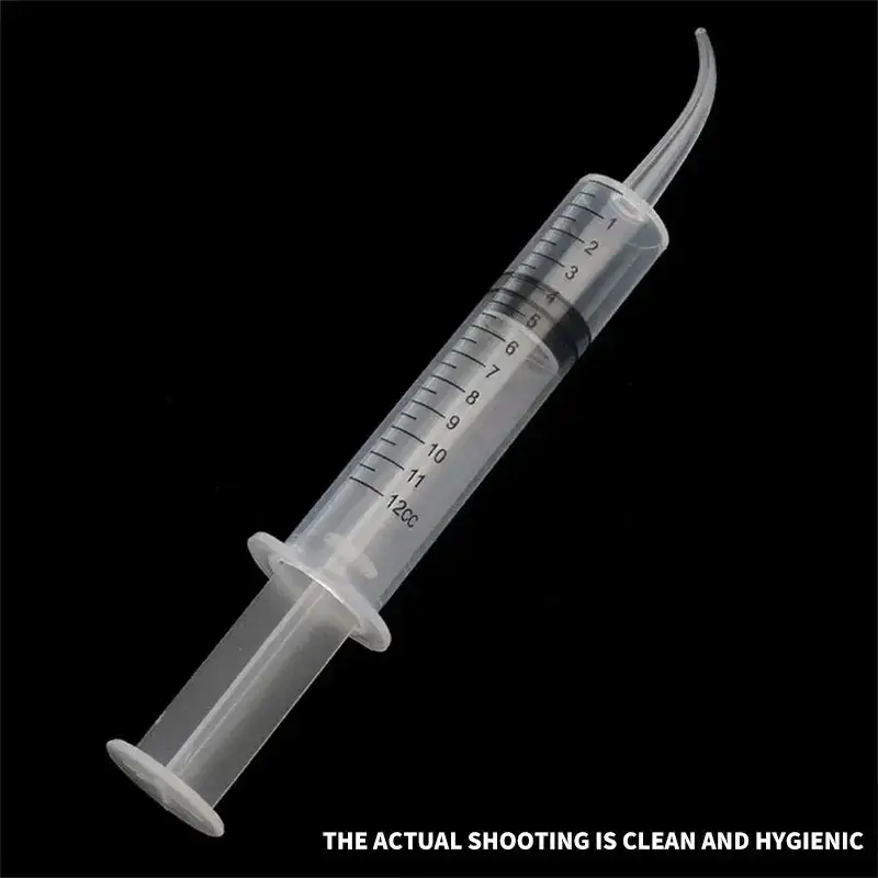 Syringe with Curved Tip and Straight Tip Disposable Irrigation Syringe Mouthwash Cleaner for Oral Care Animal Feeding 1/5/10Pcs