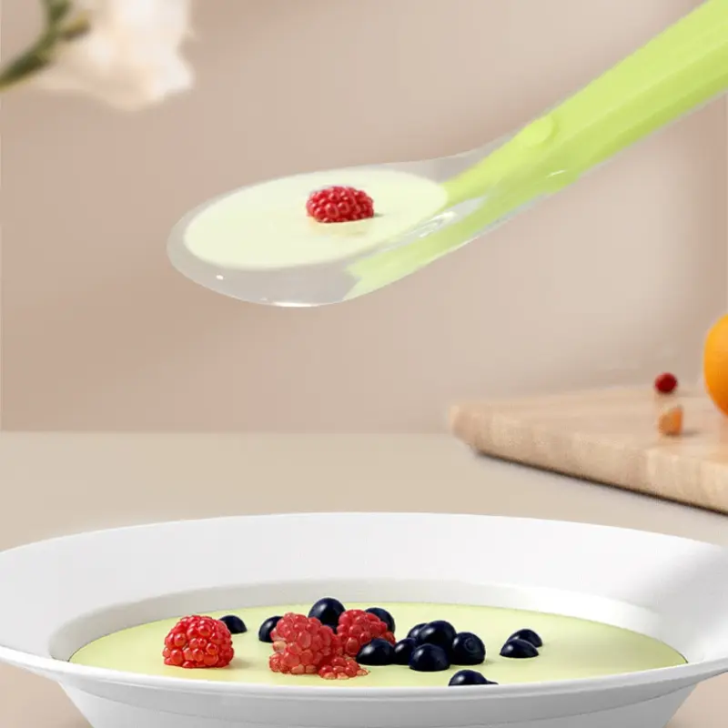 Baby Soft Safety Spoon Bowl Container Silicone Spoons Tableware for Child Infant Solid Feeding Flatware Toddler Feeder Spoon