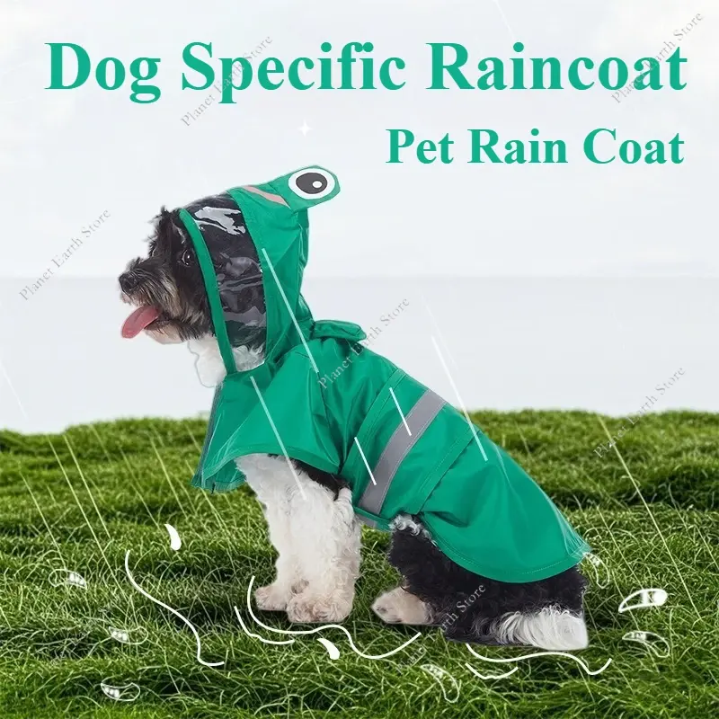 Fashion Pet Hooded Raincoat Dog Raincoat Cute Hooded Dog Clothes Reflective Dog Clothing Keep Your Dog Dry On Rainy