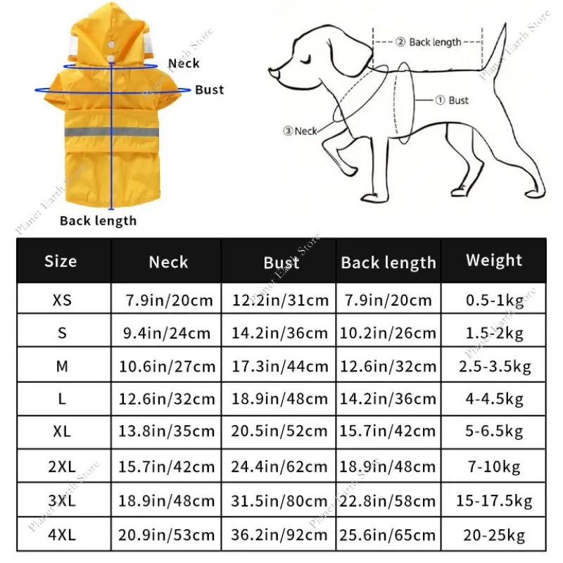 Fashion Pet Hooded Raincoat Dog Raincoat Cute Hooded Dog Clothes Reflective Dog Clothing Keep Your Dog Dry On Rainy