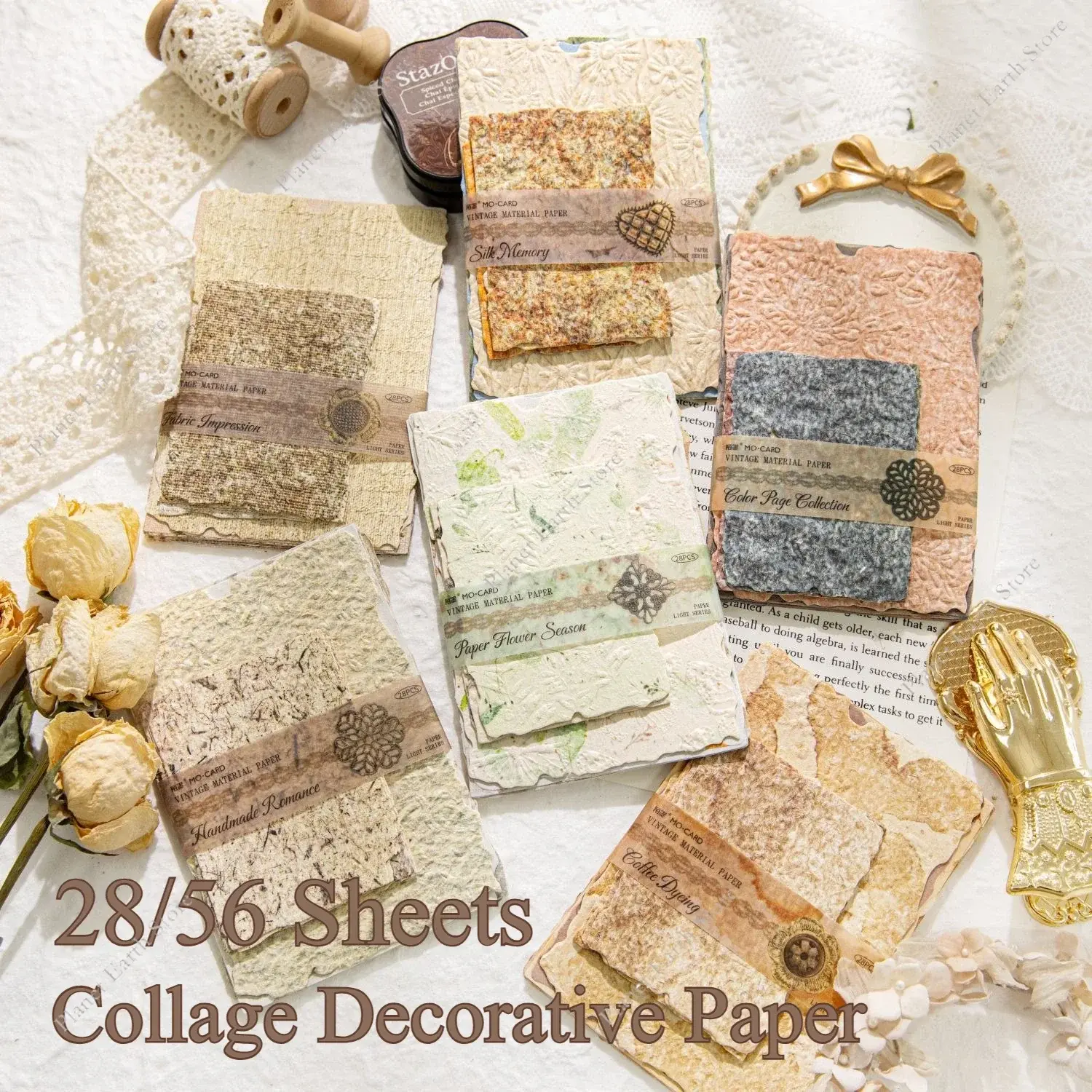 28/56 Sheets Handmade DIY Scrapbooking Collage Paper for Junk Journal Supplies Mixed Media Card Making DIY Craft Art