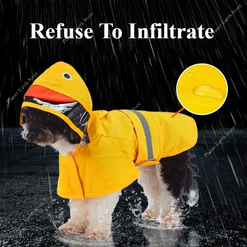 Fashion Pet Hooded Raincoat Dog Raincoat Cute Hooded Dog Clothes Reflective Dog Clothing Keep Your Dog Dry On Rainy