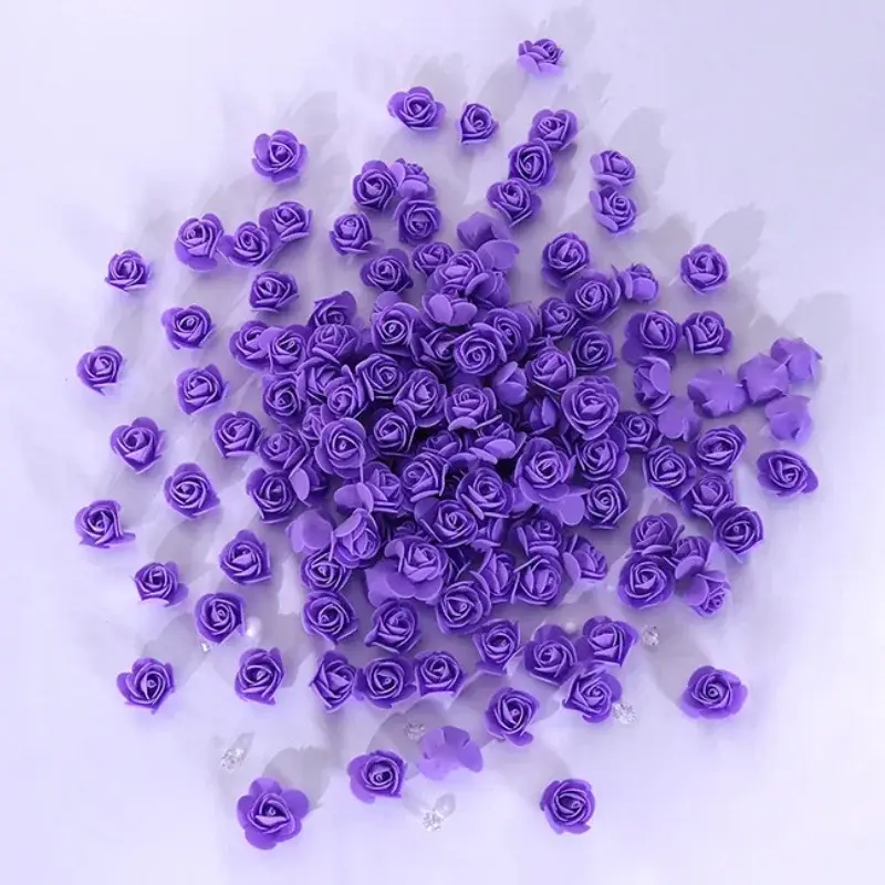 About 500pcs Flower 3.5CM Artificial Foam PE Rose Heads DIY Valentine's Day Roses Wedding Candy Box Decoration Flower Materials