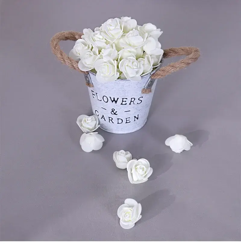 About 500pcs Flower 3.5CM Artificial Foam PE Rose Heads DIY Valentine's Day Roses Wedding Candy Box Decoration Flower Materials