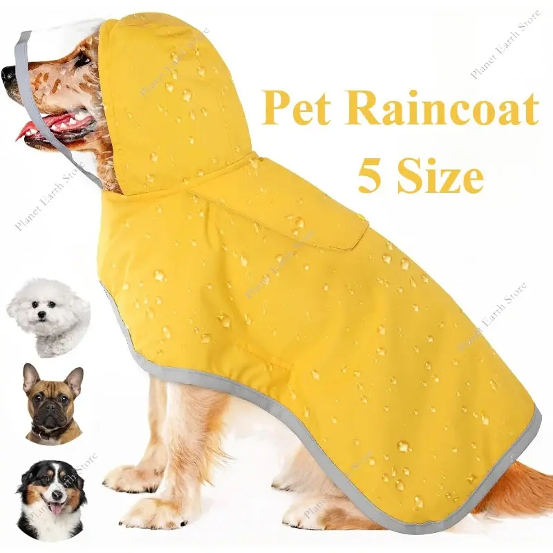 Adjustable Waterproof Dog Raincoat Cape Pet Hooded Raincoat Reflective Dog Clothing Keep Your Dog Dry Back Storage Pocket