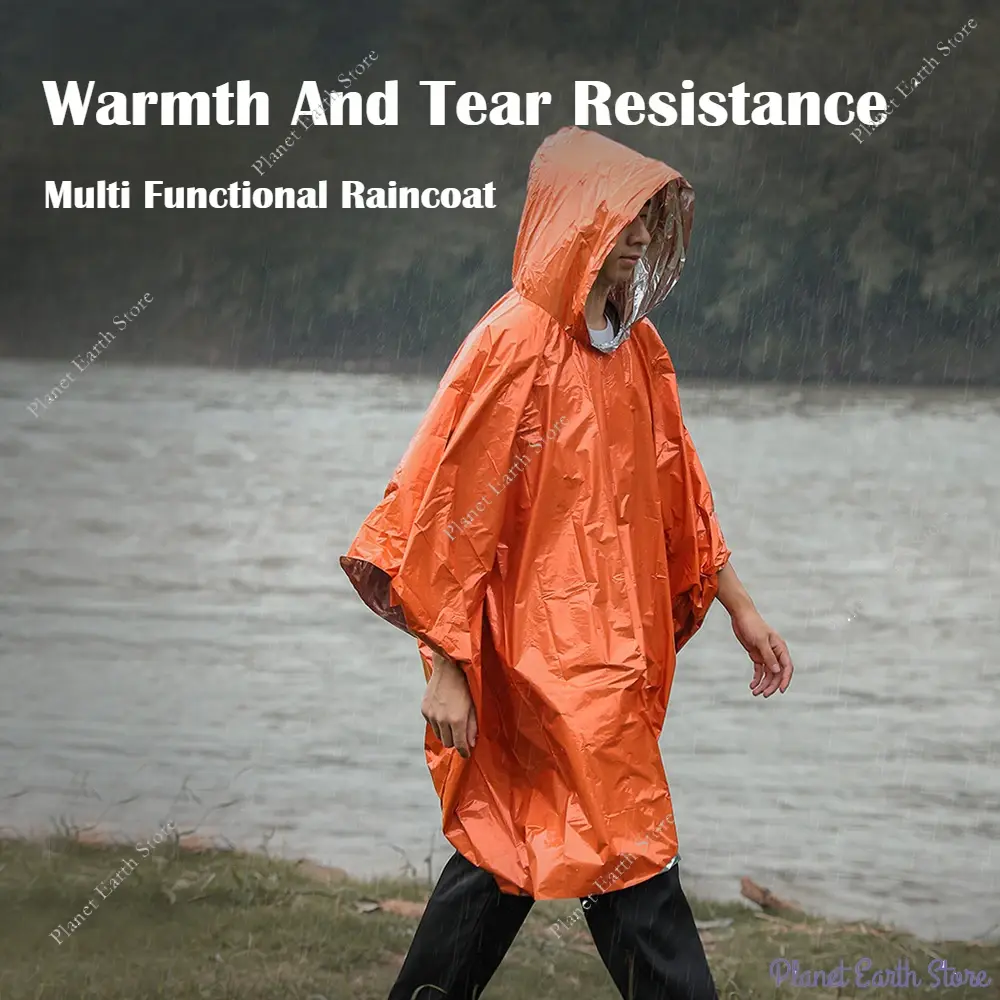 Outdoor Emergency Raincoat Waterproof Rainwear Blanket Raincoat Survival Camping Equipment Cold Insulation Rainwear for Camping