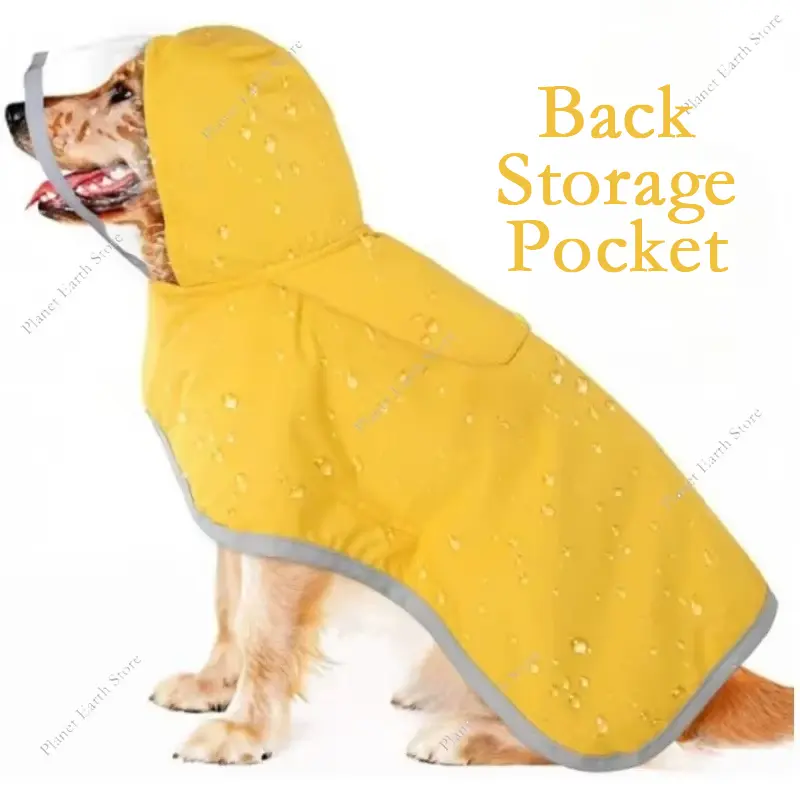 Adjustable Waterproof Dog Raincoat Cape Pet Hooded Raincoat Reflective Dog Clothing Keep Your Dog Dry Back Storage Pocket