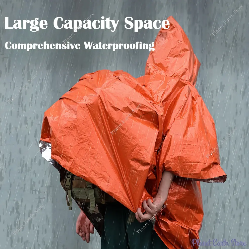 Outdoor Emergency Raincoat Waterproof Rainwear Blanket Raincoat Survival Camping Equipment Cold Insulation Rainwear for Camping