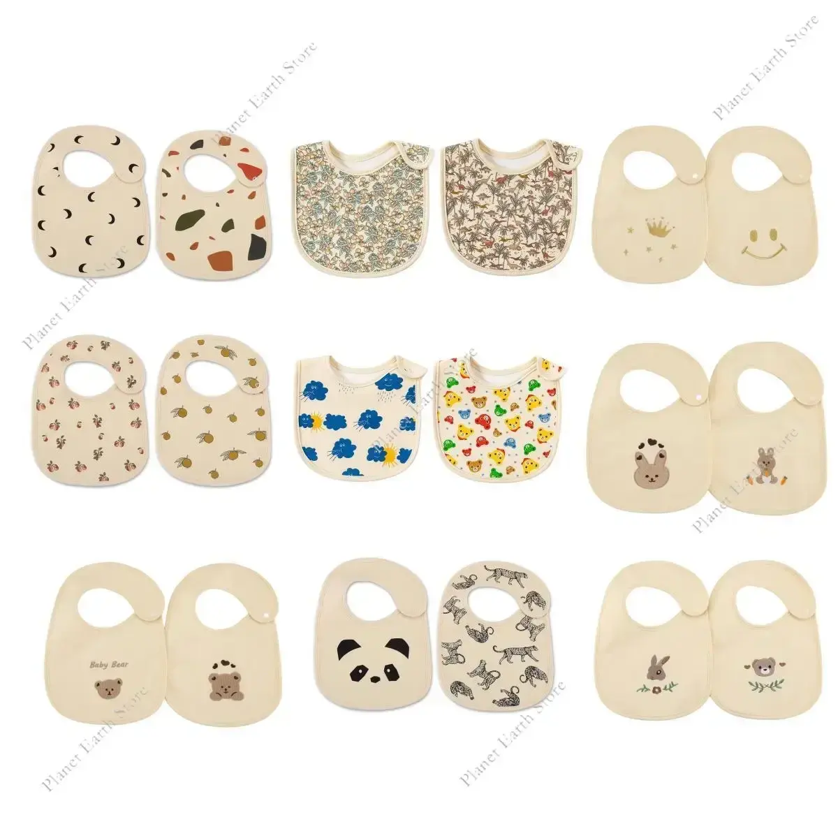 2025 2Pcs/Set Waterproof Baby Bibs Infant Feeding Bib Newborn Burp Cloths Printing Scarf Toddler Saliva Towel Feeding Stuff