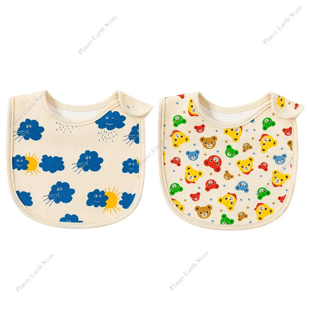 2025 2Pcs/Set Waterproof Baby Bibs Infant Feeding Bib Newborn Burp Cloths Printing Scarf Toddler Saliva Towel Feeding Stuff