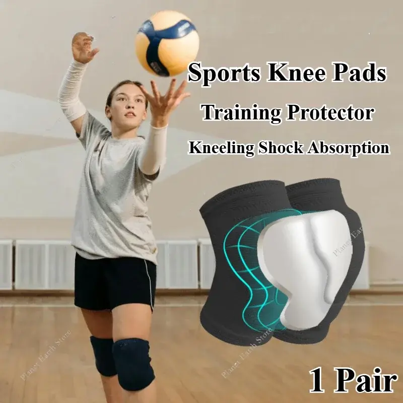 1 Pair Sports Compression Knee Pads Elastic Knee Protector Thickened Sponge Knee Brace Basketball Hiking Leg Guards Protective