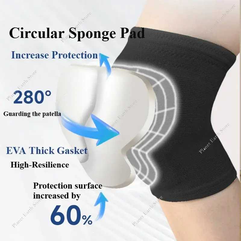 1 Pair Sports Compression Knee Pads Elastic Knee Protector Thickened Sponge Knee Brace Basketball Hiking Leg Guards Protective