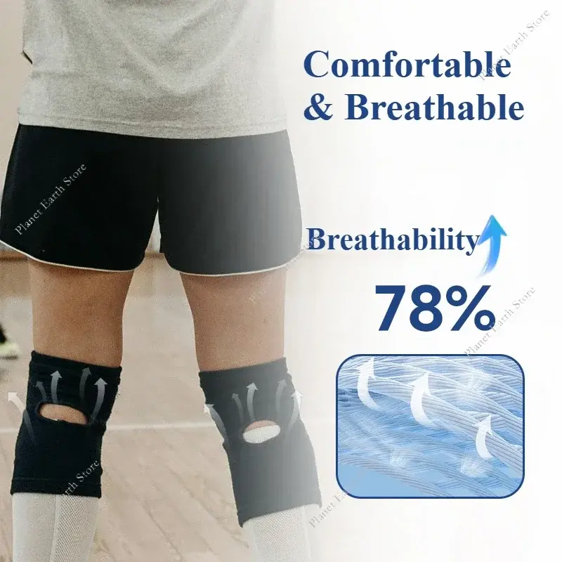 1 Pair Sports Compression Knee Pads Elastic Knee Protector Thickened Sponge Knee Brace Basketball Hiking Leg Guards Protective
